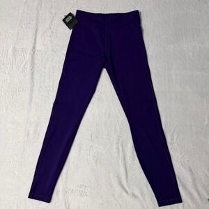 Savage X Fenty Sport Leggings Women M Purple Striped Waist Activewear NWT